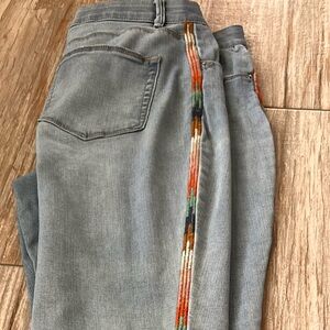 Knox Rose Gray Skinny Jeans with Multicolor Stripe